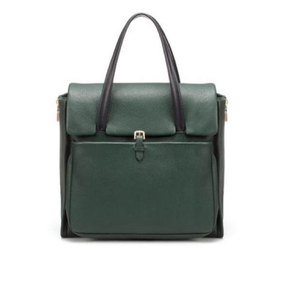Zara Handbags - Zara Dark Green Thick 100% Pebble Cow Leather Tote bag